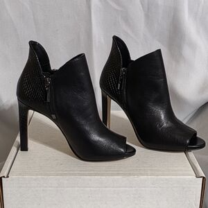 Michael Kors Alane Leather And Python Embossed Open-Toe Ankle Boot Size 7.5